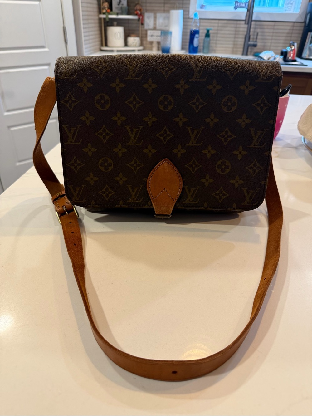 Louis Vuitton Monogram Messenger Bag in Brown with Tan Trim